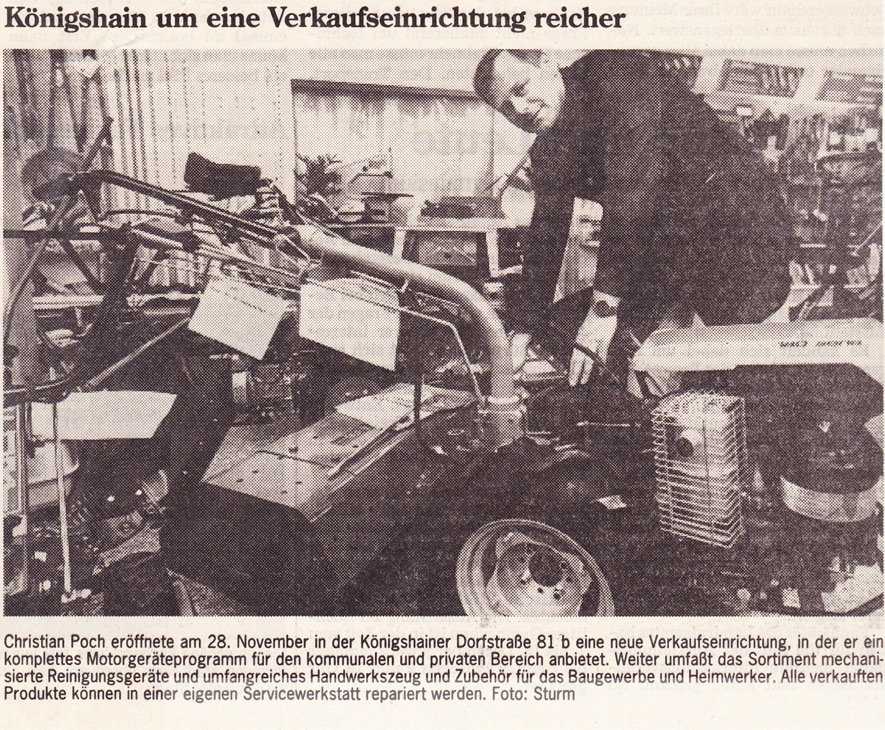 Motorgeraete Poch - Eröffnung Neubau - Zeitungsartikel