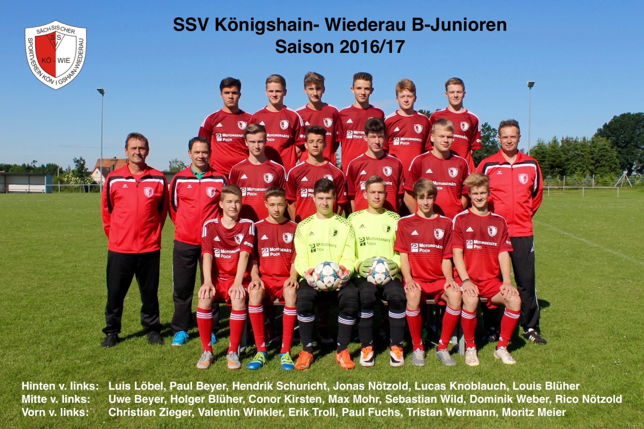 Sponsor "Motorgeräte Poch" - Adidas Trikotsatz B-Junioren des SSV Königshain-Wiederau (Landesklasse 2016/2017)